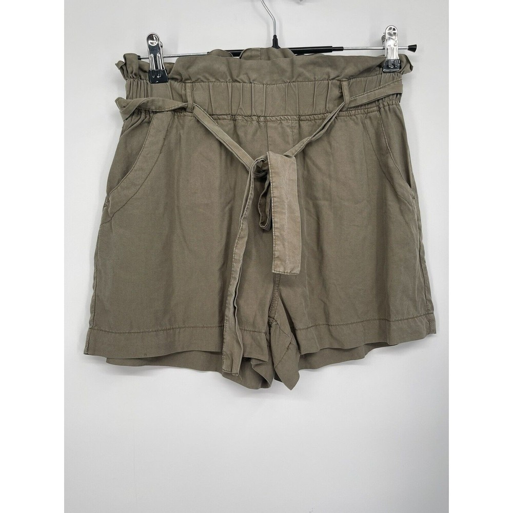 Thread & Supply Small Shorts Women Olive Green Good Paperbag Waist High Rise Tie